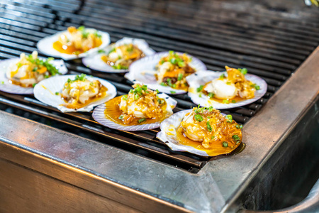 泰国 美味的 海鲜 贝类 贝壳 烹饪 营养 街道 开胃菜
