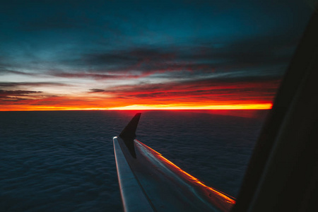 日落 喷气式飞机 射击 飞机 航班 美丽的 旅行 旅游业