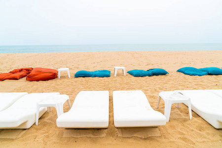 热带 假期 乐趣 放松 海岸 空的 沙滩椅 夏天 泰国 风景