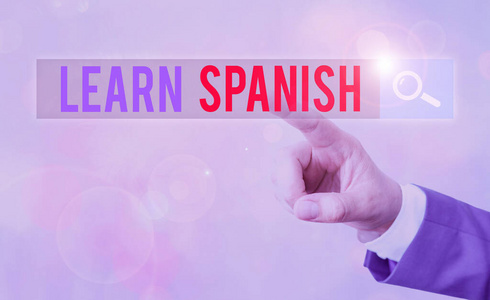 显示学习西班牙语的文字标志。概念图片获得或获得西班牙语口语和写作知识。