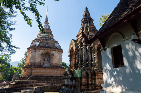 兰纳 艺术 美丽的 旅行者 泰语 寺庙 佛塔 建筑 宗教