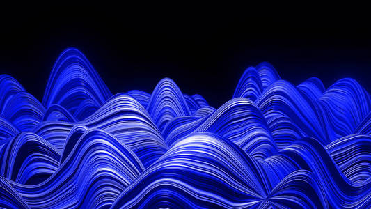 蓝白渐变表面波浪的美丽抽象背景,蓝色渐变,挤出的线条如条纹织物表面
