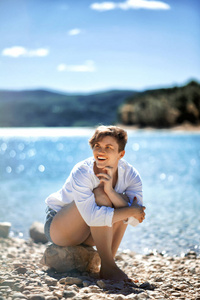 自然 海滩 闲暇 夏天 美女 海洋 旅行 自由的 夏季 美丽的