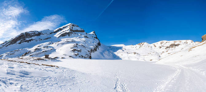 阿尔卑斯山 小山 冰川 假日 全景 风景 自然 滑雪者 全景图