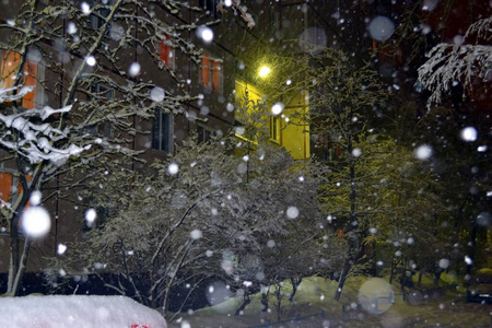 降雪 天空 城市