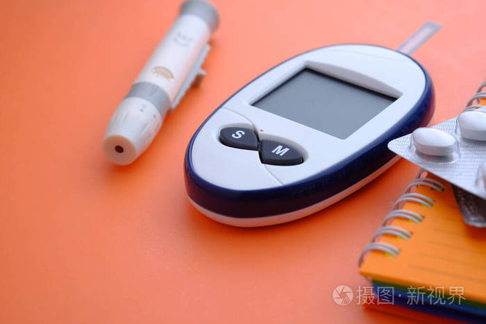  blood sugar measurement for diabetes, pills and stethoscope 