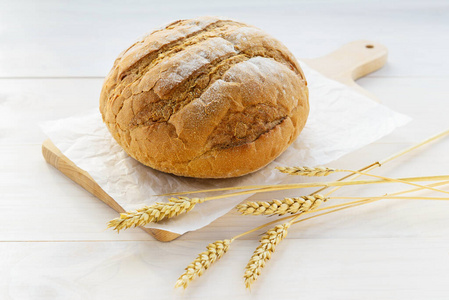 黑麦 桌子 谷类食品 面粉 木材 自制 美味的 地壳 面包