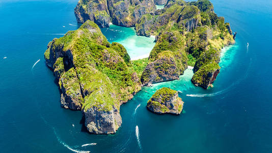 旅游业 假日 绿松石 放松 美丽的 无人机 海湾 天线 自然