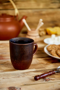 健康 点心 热的 木材 茶杯 茶壶 饮料 早餐 抗氧化剂