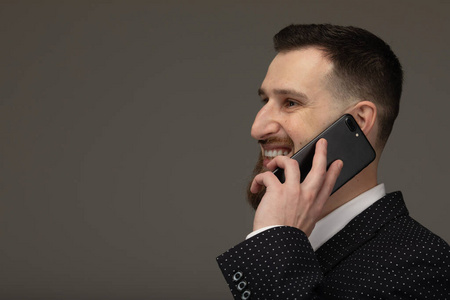 手机 适合 商人 男人 胡须 呼叫 通信 成人 智能手机