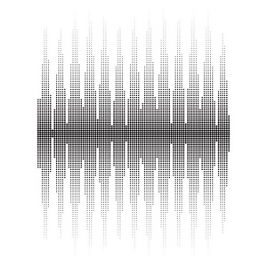 半色调声波图案。均衡器屏幕。音乐振动图。无线电波振幅。