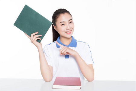 微笑 成功 教科书 亚洲 漂亮的 成人 青年 学生 女孩