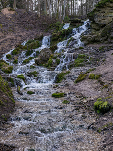 风景 苔藓 瀑布 创建 流动 流动的 自然 岩石