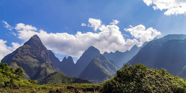 自然 夏天 全景图 攀登 小山 地面 旅行 岩石 风景 森林