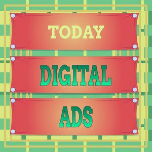 文字标志显示数字广告。概念图片利用互联网传递促销信息木板贴钉子彩色背景矩形木板木板。