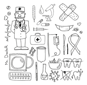 医疗涂鸦线设置.藏品医学素描照片