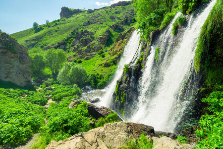 旅游业 风景 自然 权力 亚美尼亚 流动的 天空 春天 瀑布
