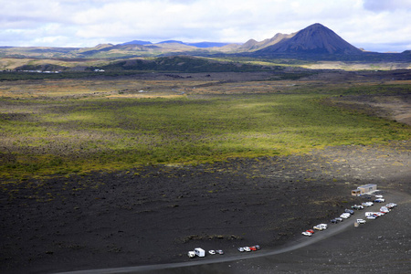 冰岛 陨石坑 火山 汽车 欧洲 米湖 地区 风景