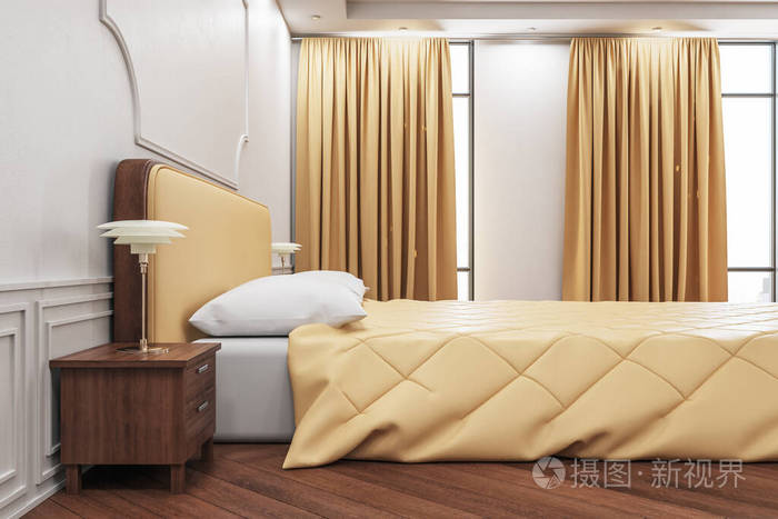 床上用品 桌子 房地产 酒店 日光 卧室 提供 三维 奢侈