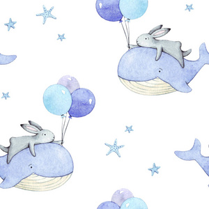 宝贝 插图 织物 动物 可爱的 墙纸 季节 海洋 打印 明星