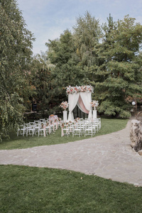 浪漫的 夏天 花园 公园 婚礼 假日 接待 浪漫 结婚 拱门