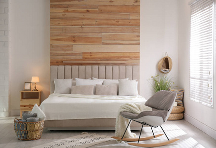 睡觉 斯堪的纳维亚语 时尚 室内植物 房间 安慰 床头板