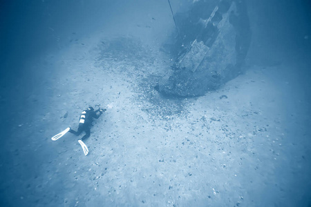 自然 深的 冒险 男人 海的 海底 轮廓 搜索 海洋 运动