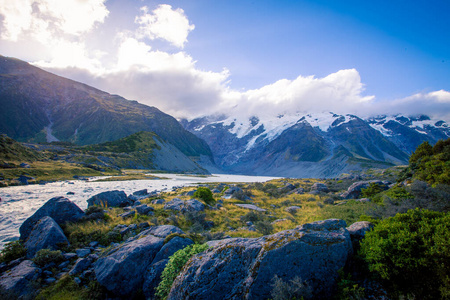 美丽的 冰川 自然 山谷 岩石 风景