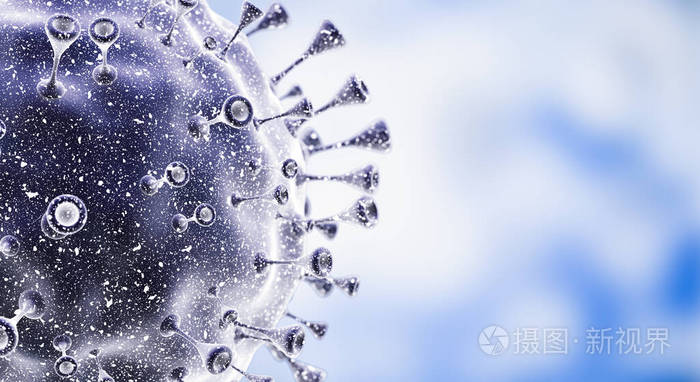 病毒细胞或细菌分子.流感,显微镜下的病毒,传染病.