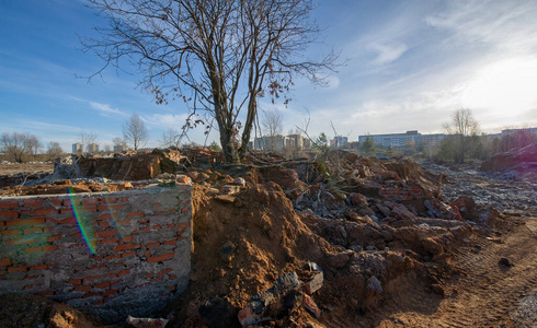 危险 工作 灾难 房子 古老的 行业 混凝土 重的 瓦砾