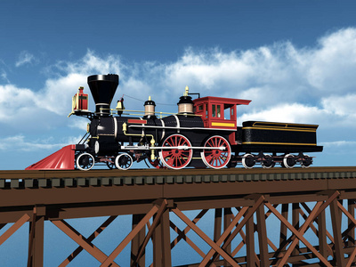 铁路 发动机 复古的 插图 车辆 轨道 运输 旅行 三维
