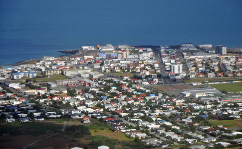 城市 冰岛 凯夫拉维克 海岸 鸟瞰图 房子 天线 房屋