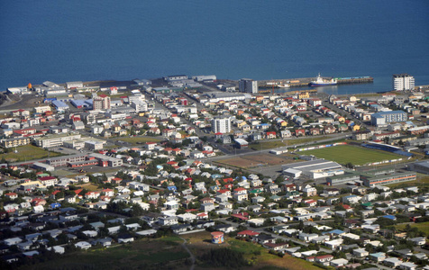 海岸 鸟瞰图 房子 城市 凯夫拉维克 冰岛 天线 房屋