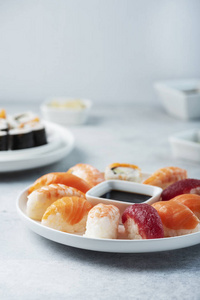 芥末 分类 午餐 大米 金枪鱼 日本 海鲜 美味 鳗鱼 三文鱼