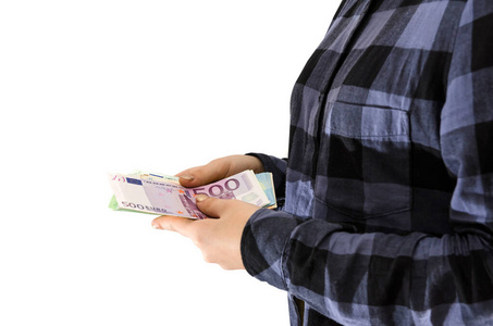 微笑数钱的女商人图片