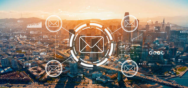 Email concept with downtown San Francisco