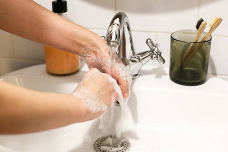 个人的 肥皂 浴室 流感 棕榈 清洗 预防 习惯 微生物