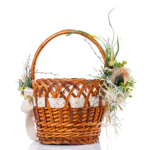 复活节 季节 庆祝 鸡蛋 柳条 礼物 木材 春天 花的 美丽的