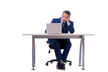 Employee working isolated on white background