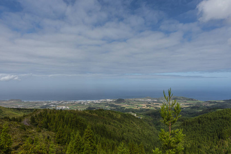 全景图 弗洛雷斯 葡萄牙 大西洋 天空 山谷 欧洲 森林