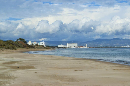 海滨 海洋 海岸线 全景 全景图 岩石 旅游业 海滩 游艇