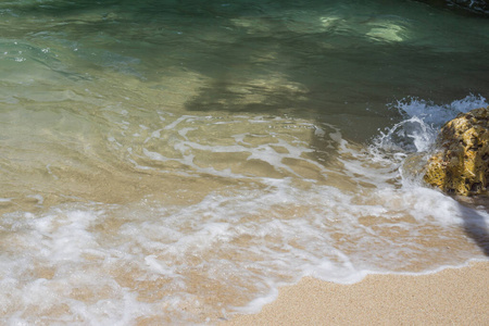 海的 特写镜头 海洋 海湾 泡沫 太阳 即将到来 阳光 夏天