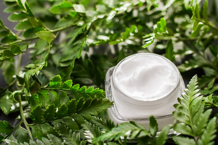 绿园面霜保湿罐,天然草本护肤化妆品,有机抗衰老保健美容产品照片