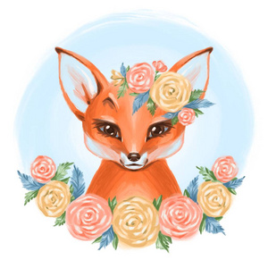 小狐狸公主花环,花束,鲜花君子兰花鲜花束鲜花组的大纲和彩色复古鲜花