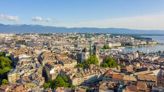 旅行 屋顶 城市 教堂 欧洲 飞行 瑞士 历史 大教堂 无人机飞行