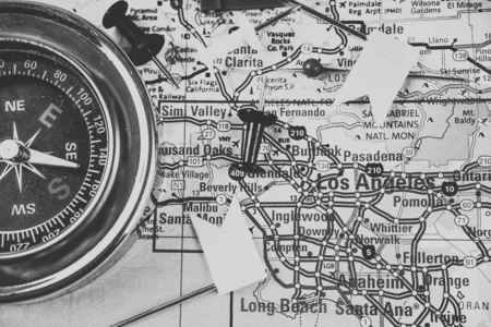 好莱坞 图钉 洛杉矶 集中 导航 美国 假日 地图 地理