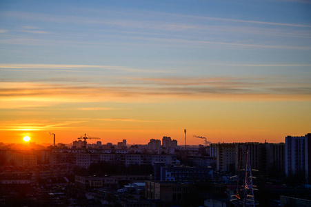城市景观 黄昏 市中心 油漆 日落 天际线 暮光 早晨 活的