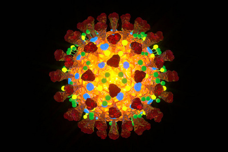 特写冠状病毒Covid19真实三维渲染