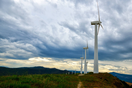 涡轮 叶片 自然 美丽的 效率 天空 风车 磨坊 能量 西班牙