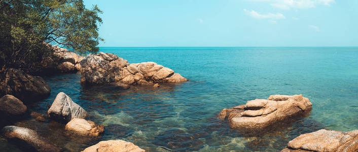 海岸 美丽的 海滩 海景 泰国 天空 暗礁 旅行 旅游业